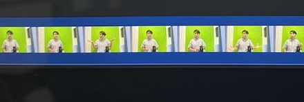 screenshot of final cut pro clips in front of green screen